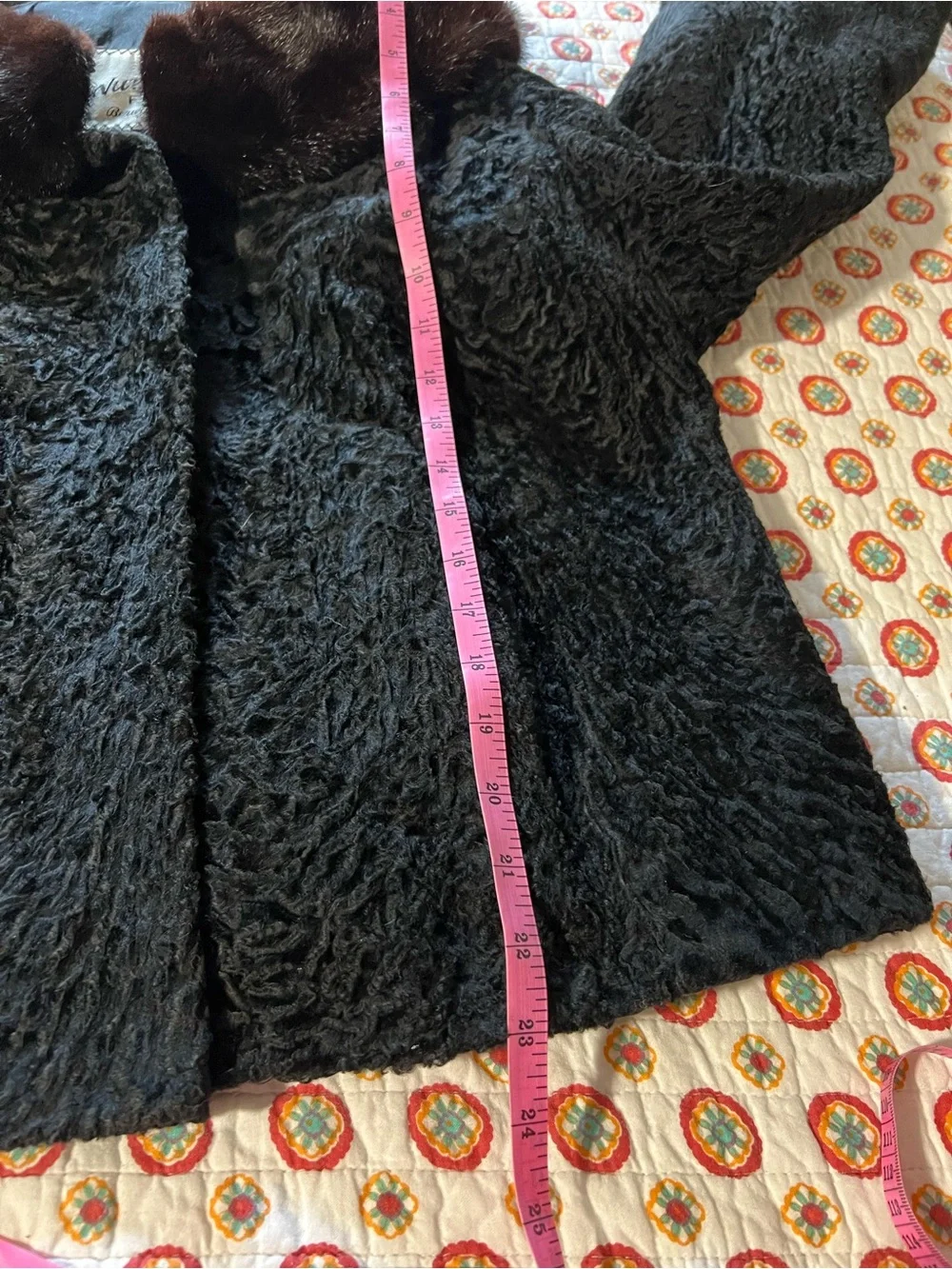 Vintage 50s Persian Real Lamb Mink Fur Collar Bolero Jacket size Medium
